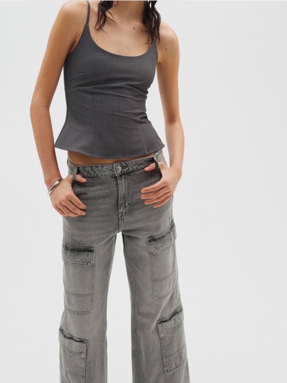 H&M Gray Corset Style Tank Top